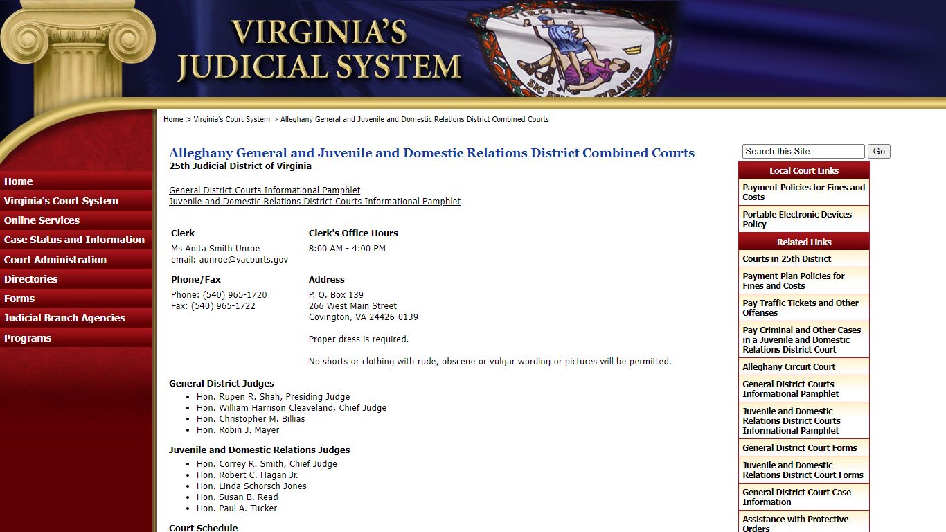 Alleghany General and Juvenile and Domestic ... - Judiciary of Virginia